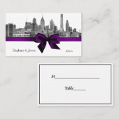 Philadelphia Skyline Etch BW Lila Escortkarten Platzkarte (Vorne/Hinten)