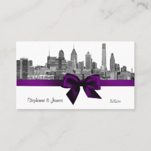 Philadelphia Skyline Etch BW Lila Escortkarten Platzkarte
