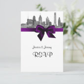 Philadelphia Skyline Etch BW Lila UAWG Menu RSVP Karte (Stehend Vorderseite)