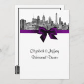 Philadelphia Skyline Etch BW Purp V Probe Einladung (Vorne/Hinten)