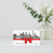 Philadelphia Skyline Etch BW Red Escort Cards Platzkarte (Stehend Vorderseite)