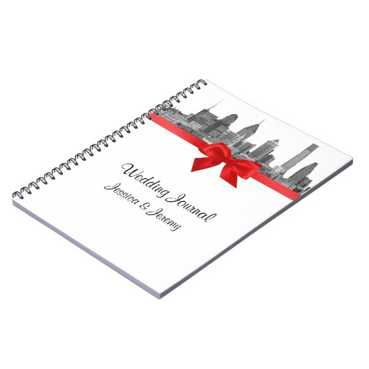 Philadelphia Skyline Etch BW Red Planner Journal Notizblock (Linke Seite)