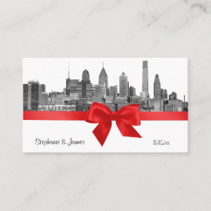 Philadelphia Skyline Etch BW Rote Platzkarten #2
