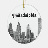 Philadelphia Skyline Etched Keramik Ornament (Links)