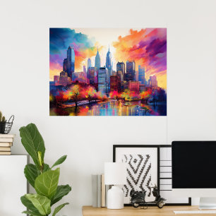 Philadelphia Skyline Farbige urbane Kunst Poster
