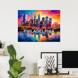 Philadelphia Skyline Farbige urbane Kunst Poster