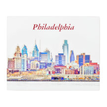 Philadelphia-Skyline-Farbskizze-Metallwand-Kunst