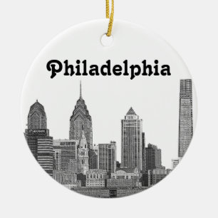 Philadelphia Skyline geätzt Keramik Ornament