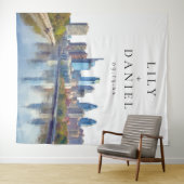 Philadelphia Skyline Hochzeitsfoto Hintergrund Wandteppich (Beispiel (Horizontal))