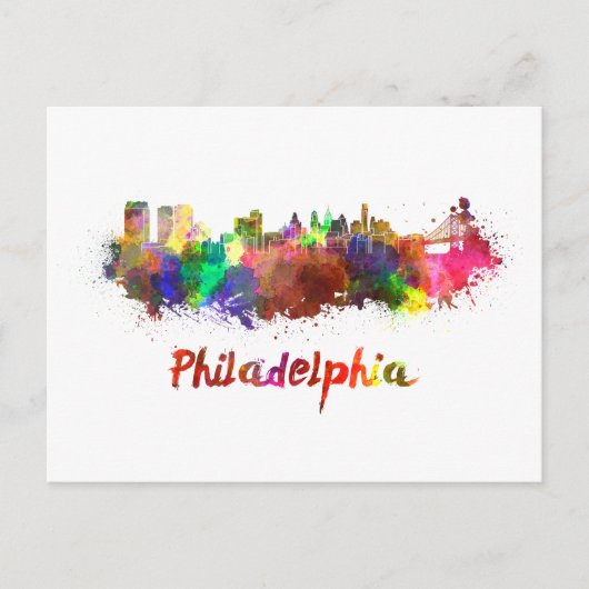 Philadelphia skyline im Watercolor Postkarte (Vorderseite)