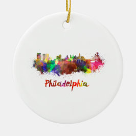 Philadelphia-Skyline in Aquarellfarbe Keramikornament
