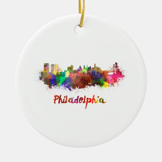 Philadelphia-Skyline in Aquarellfarbe Keramikornament (Vorne)