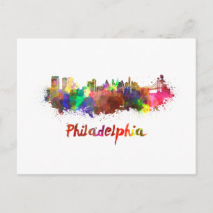 Philadelphia-Skyline in Aquarellfarbe Postkarte