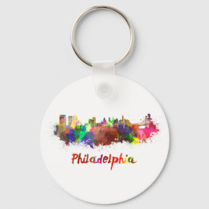 Philadelphia-Skyline in Aquarellfarbe Schlüsselanhänger