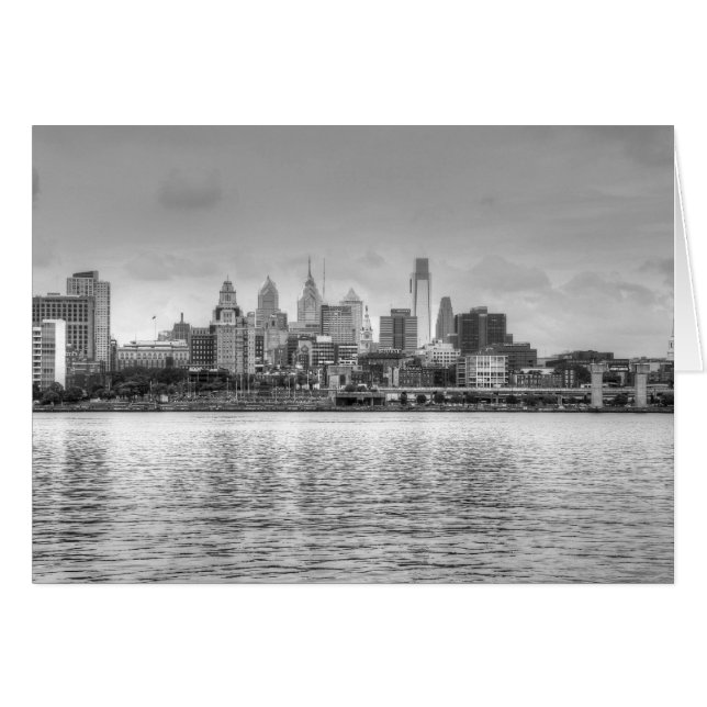 Philadelphia-Skyline in Schwarzweiß (Vorderseite (Horizontal))