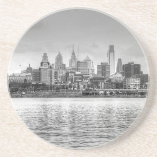 Philadelphia-Skyline in Schwarzweiß Getränkeuntersetzer