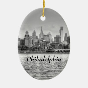 Philadelphia-Skyline in Schwarzweiß Keramikornament