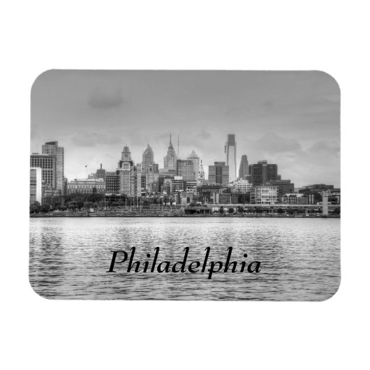 Philadelphia-Skyline in Schwarzweiß Magnet (Horizontal)