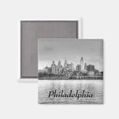 Philadelphia-Skyline in Schwarzweiß Magnet (Vorderseite/Rückseite)