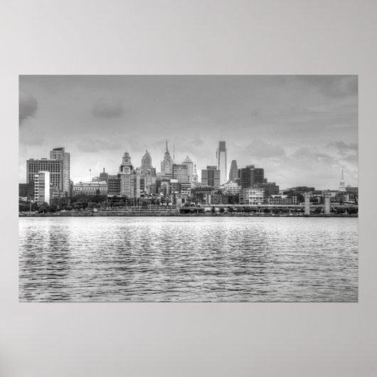 Philadelphia-Skyline in Schwarzweiß Poster (Vorne)