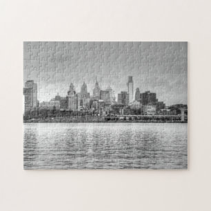 Philadelphia-Skyline in Schwarzweiss Puzzle