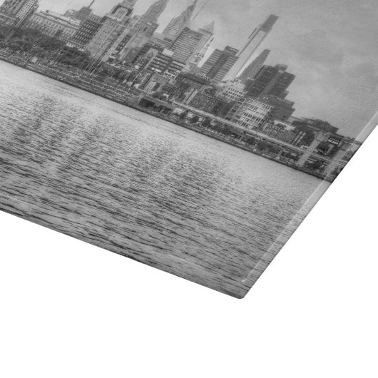 Philadelphia-Skyline in Schwarzweiß Schneidebrett (Ecke)