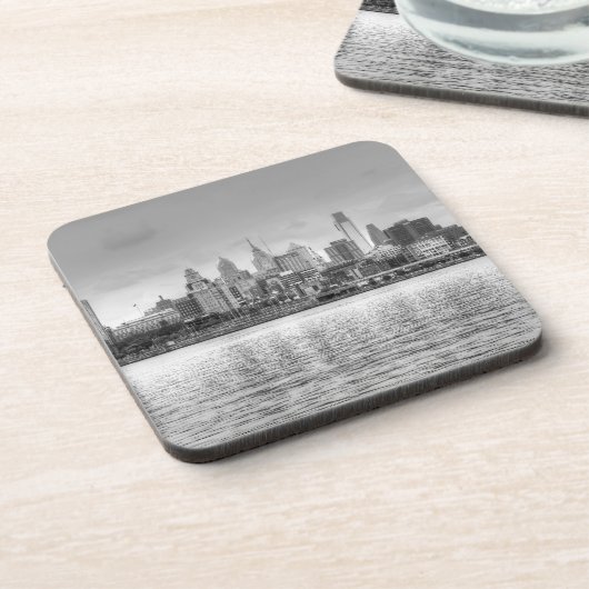 Philadelphia-Skyline in Schwarzweiß Untersetzer (Linke Seite)