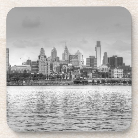 Philadelphia-Skyline in Schwarzweiß Untersetzer (Vorderseite)