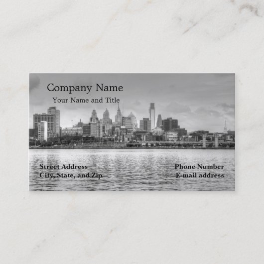 Philadelphia-Skyline in Schwarzweiss Visitenkarte (Vorderseite)