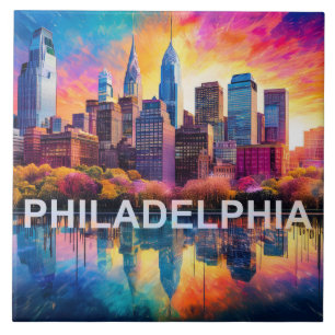 Philadelphia Skyline Kunst Fliese