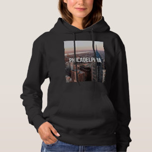Philadelphia Skyline Luftbild Typography Stadt Hoodie