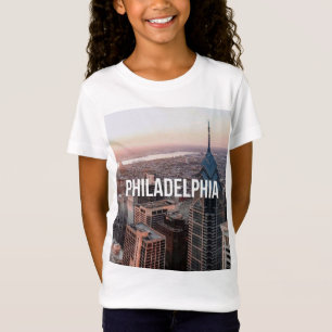Philadelphia Skyline Luftbild Typography Stadt T-Shirt