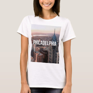 Philadelphia Skyline Luftbild Typography Stadt T-Shirt
