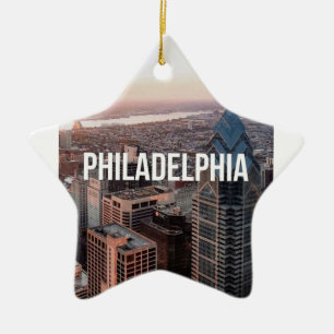 Philadelphia Skyline Luftbild Typography Urban Keramik Ornament