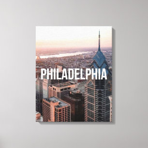 Philadelphia Skyline Luftbild Typography Urban Leinwanddruck