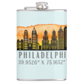 Philadelphia Skyline Map Coordinates  Flachmann (Vorderseite)