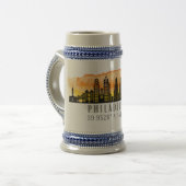 Philadelphia Skyline Map Koordinaten Bierglas (Vorderseite Links)