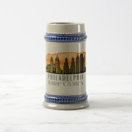 Philadelphia Skyline Map Koordinaten Bierglas