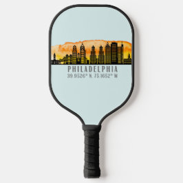Philadelphia Skyline Map Koordinaten Pickleball Schläger