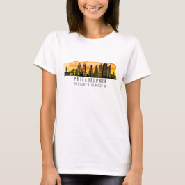 Philadelphia Skyline Map Koordinaten T-Shirt