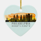 Philadelphia Skyline Map Koordiniert Personalisier Keramik Ornament (Vorne)