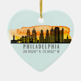 Philadelphia Skyline Map Koordiniert Personalisier Keramik Ornament