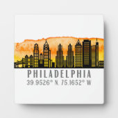 Philadelphia Skyline Map Koordiniert Tabletop Fotoplatte (Vorderseite)