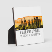 Philadelphia Skyline Map Koordiniert Tabletop Fotoplatte (Vorderseite)