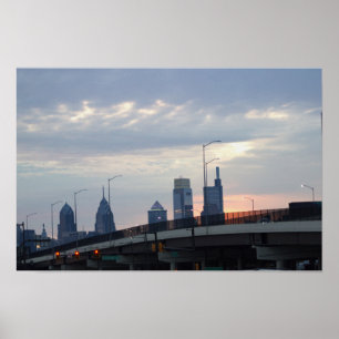 Philadelphia-Skyline mit Highway-Poster Poster