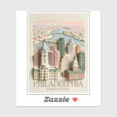 Philadelphia Skyline Modern Textured Cityscape Aufkleber (Blatt)