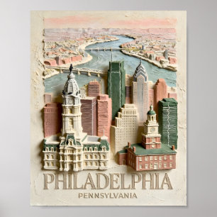 Philadelphia-Skyline Moderne Texturierte Stadtland Poster