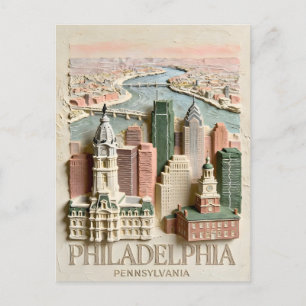 Philadelphia Skyline Moderne Texturierte Stadtland Postkarte