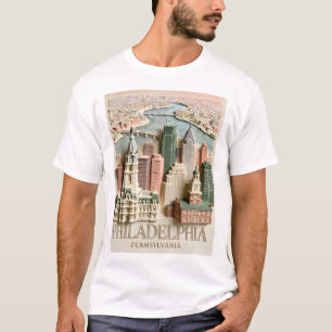 Philadelphia Skyline Moderne Texturierte Stadtland T-Shirt