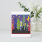 Philadelphia Skyline Nachtleben Postkarte (Stehend Vorderseite)